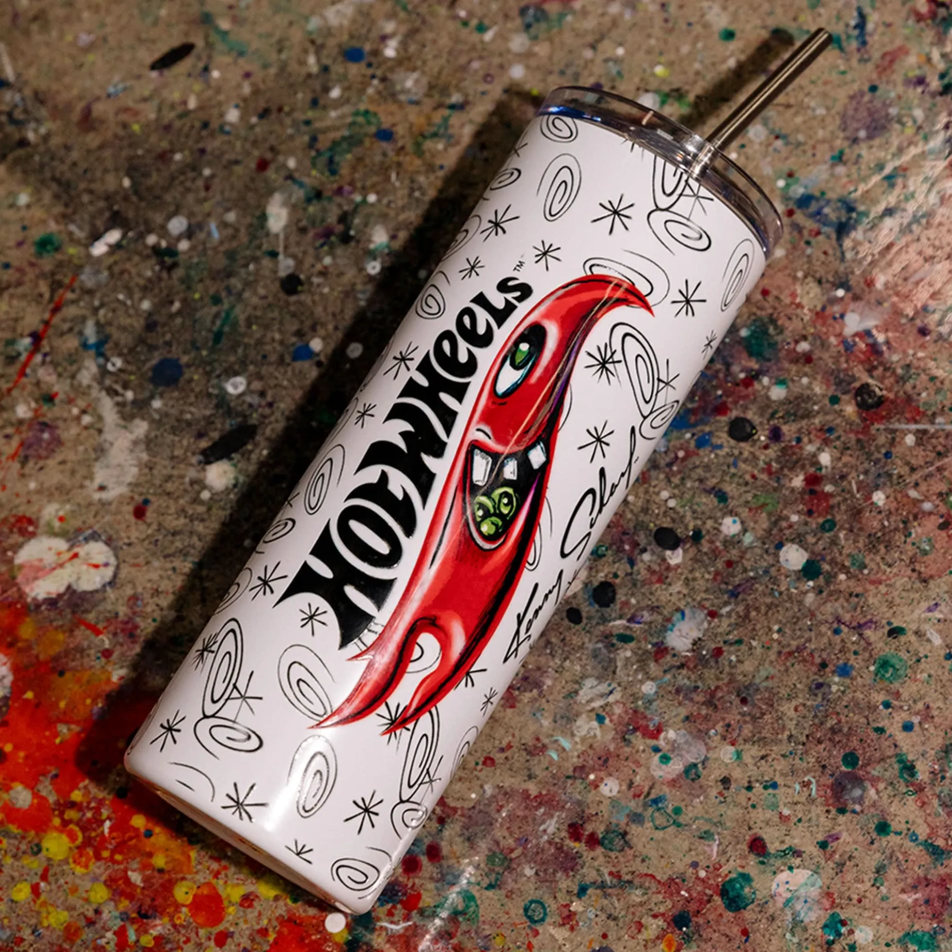 Hot Wheels x Kenny Scharf White Tumbler