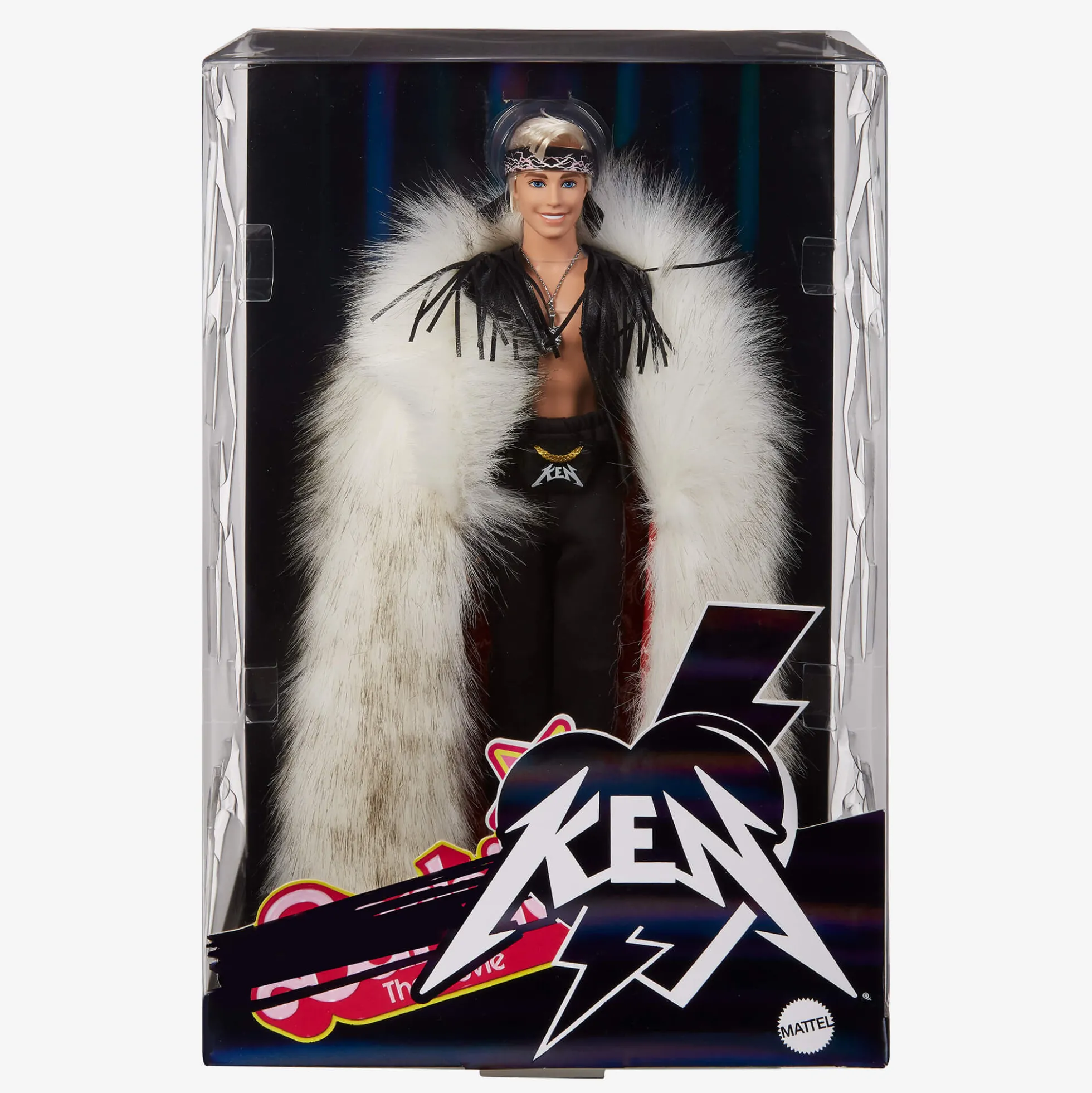 Ken Doll in Faux Fur Coat and Black Fringe Vest – Barbie The Movie