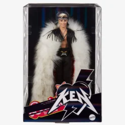 Ken Doll in Faux Fur Coat and Black Fringe Vest – Barbie The Movie