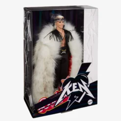 Ken Doll in Faux Fur Coat and Black Fringe Vest – Barbie The Movie