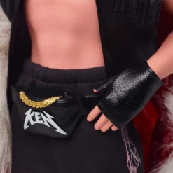 Ken Doll in Faux Fur Coat and Black Fringe Vest – Barbie The Movie