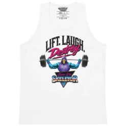 Masters of the Universe Gym Bro Skeletor Lift Laugh Destroy White Tank Top
