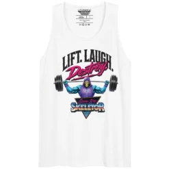 Masters of the Universe Gym Bro Skeletor Lift Laugh Destroy White Tank Top