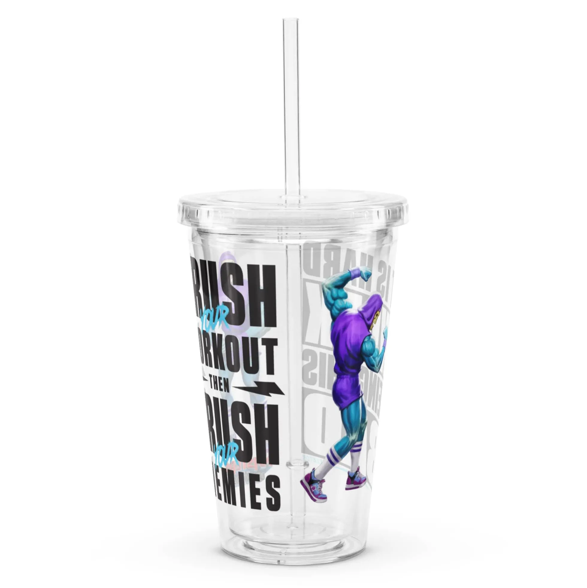 Masters of the Universe Gym Bro Skeletor Crush Your Workout Clear Water Tumbler