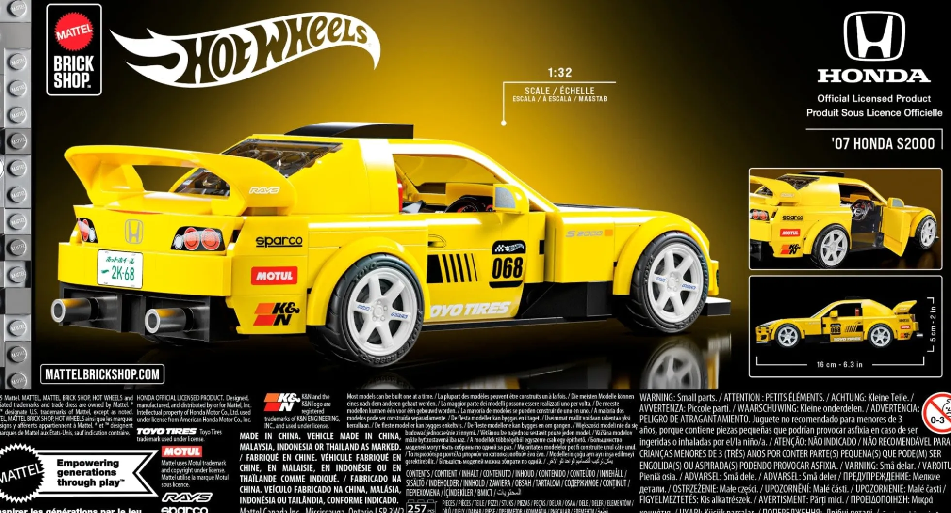Mattel Brick Shop Hot Wheels ’07 Honda S2000 Building Set