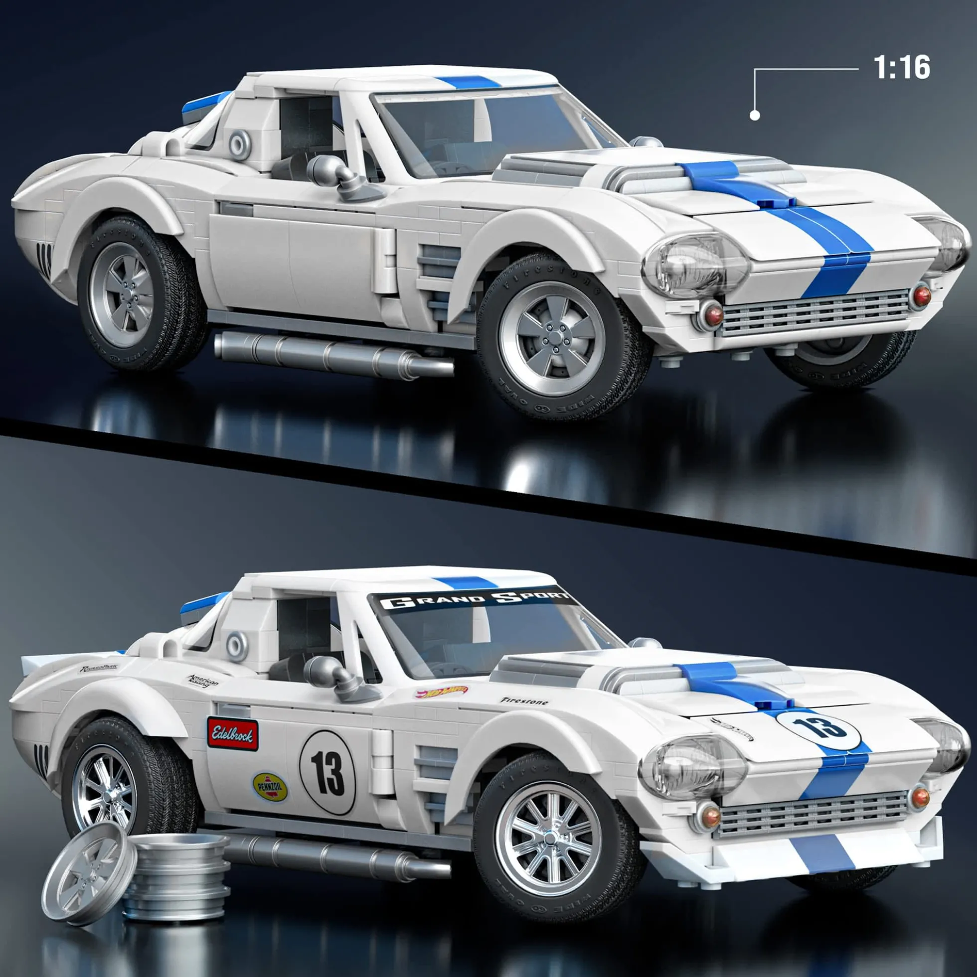 Mattel Brick Shop Hot Wheels Corvette Grand Sport Building Set