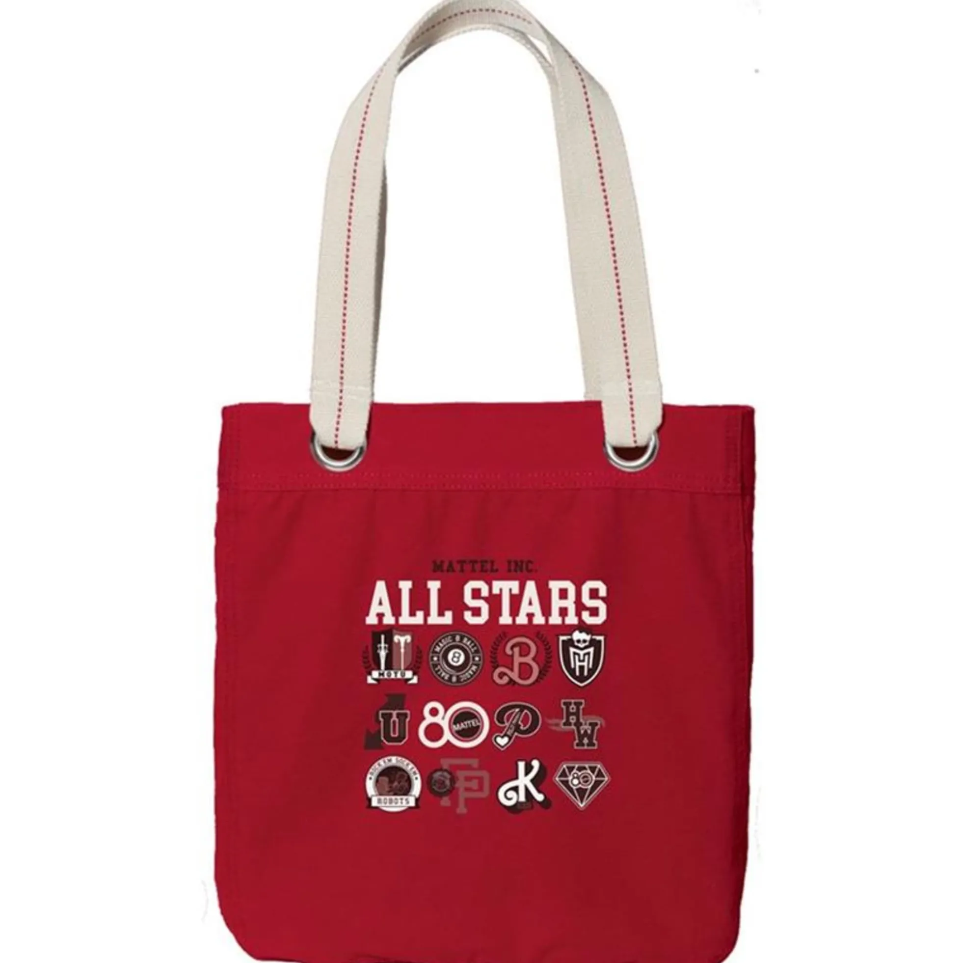 Mattel 80th Toymakers Logos Red Tote Bag
