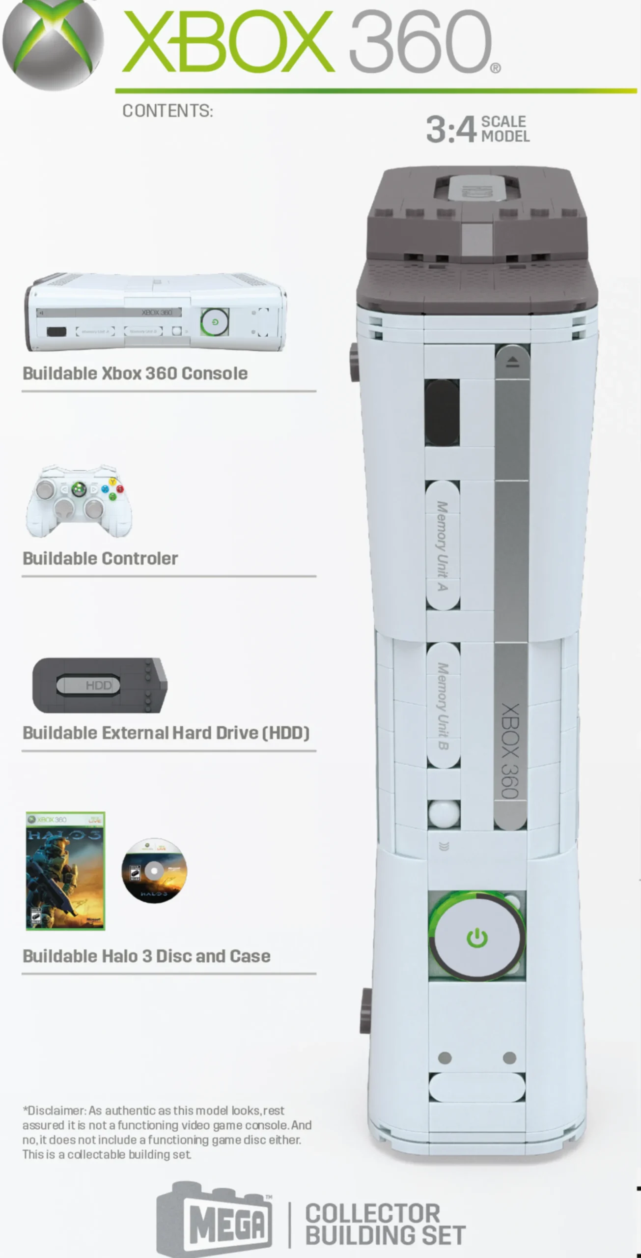 MEGA Microsoft Xbox 360 Replica Building Toy Kit