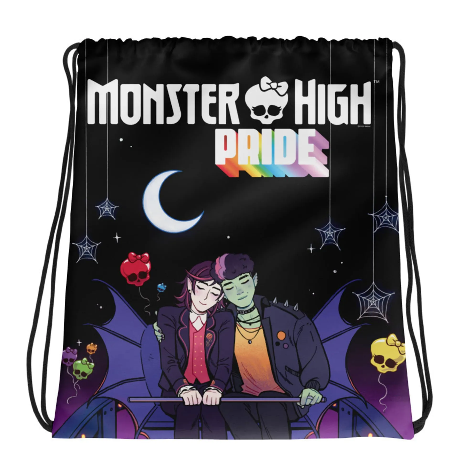 Monster High Pride Kieran & Spelldon Black Drawstring Bag