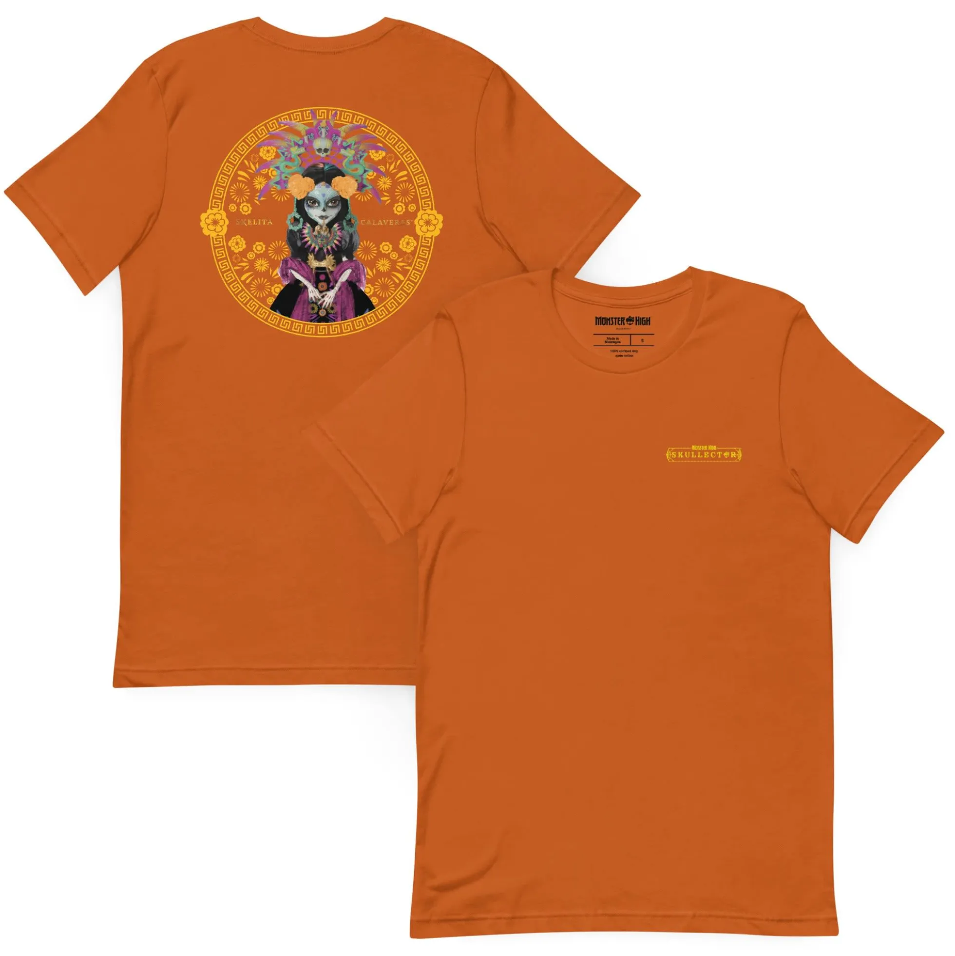 Monster High Skelita Día de Muertos Embroidered Orange T-Shirt