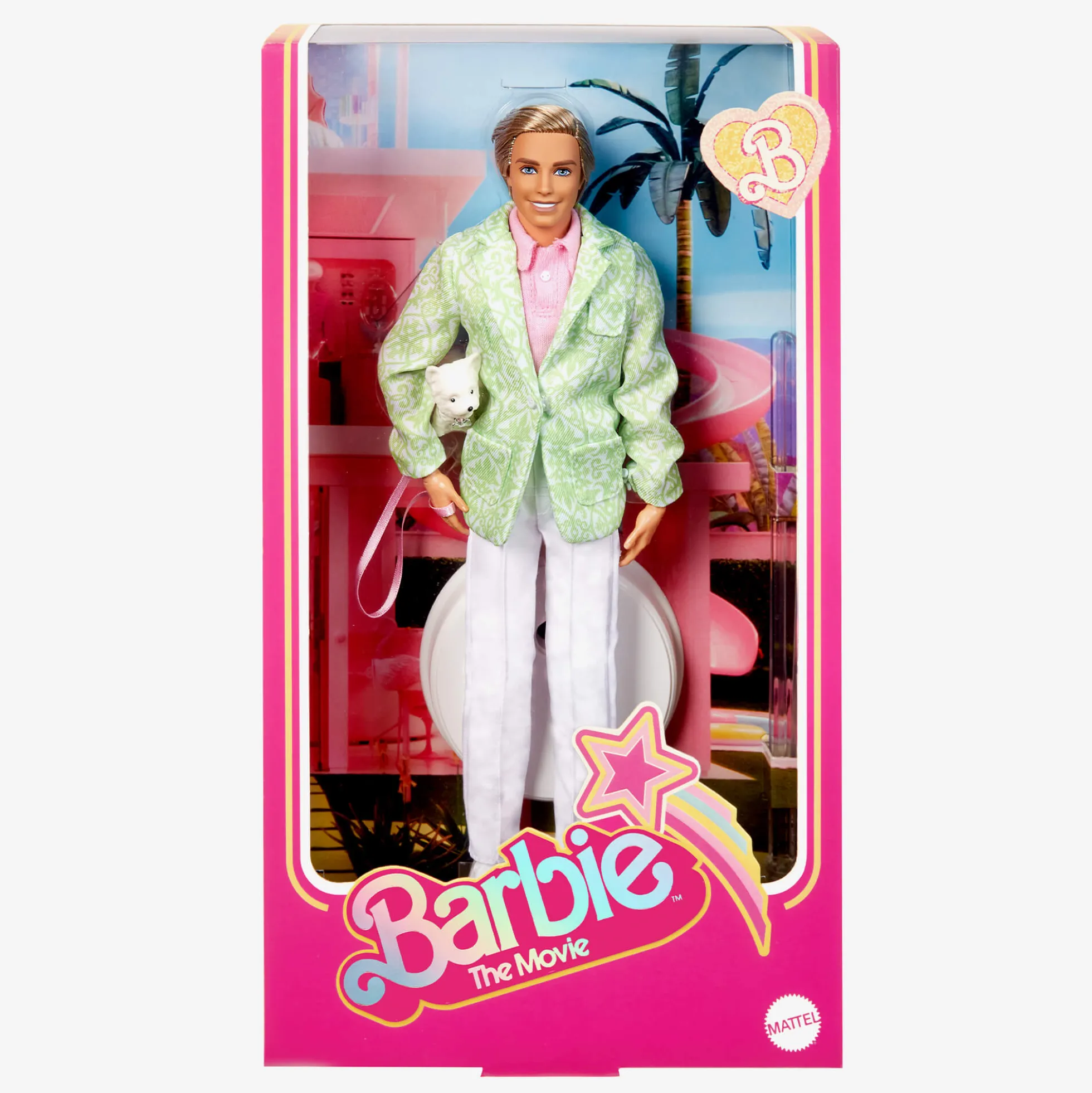 “Sugar’s Daddy” Ken Doll in Pastel Suit With Dog – Barbie The Movie