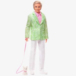 “Sugar’s Daddy” Ken Doll in Pastel Suit With Dog – Barbie The Movie
