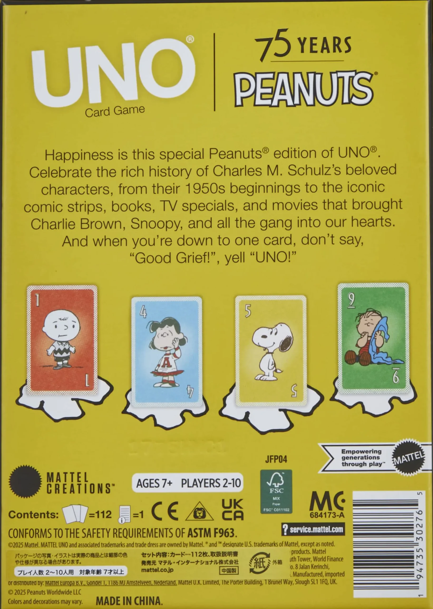 UNO Canvas Peanuts Card Deck