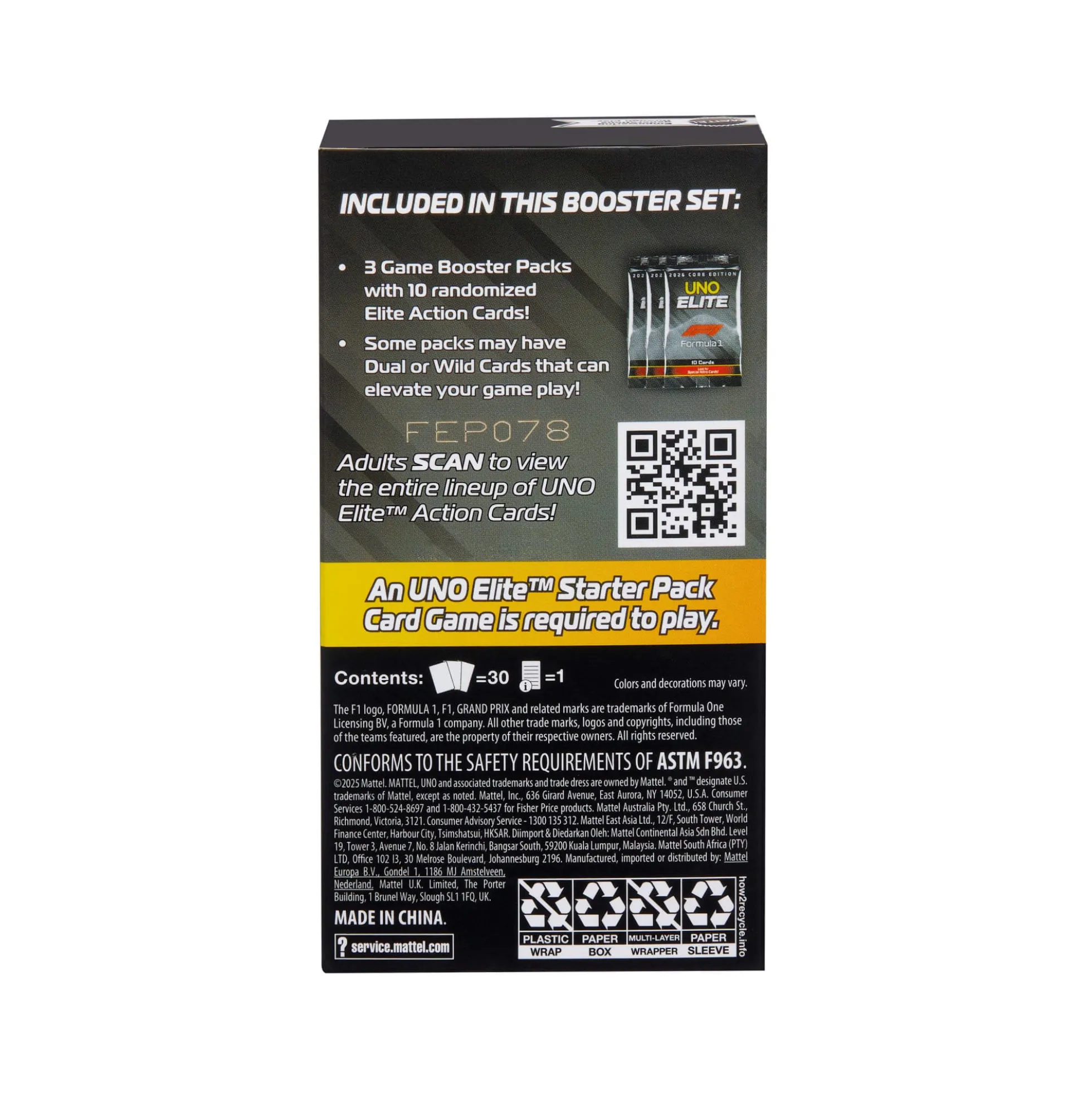 UNO Elite™ Formula 1® 2025 Core Edition Booster Set