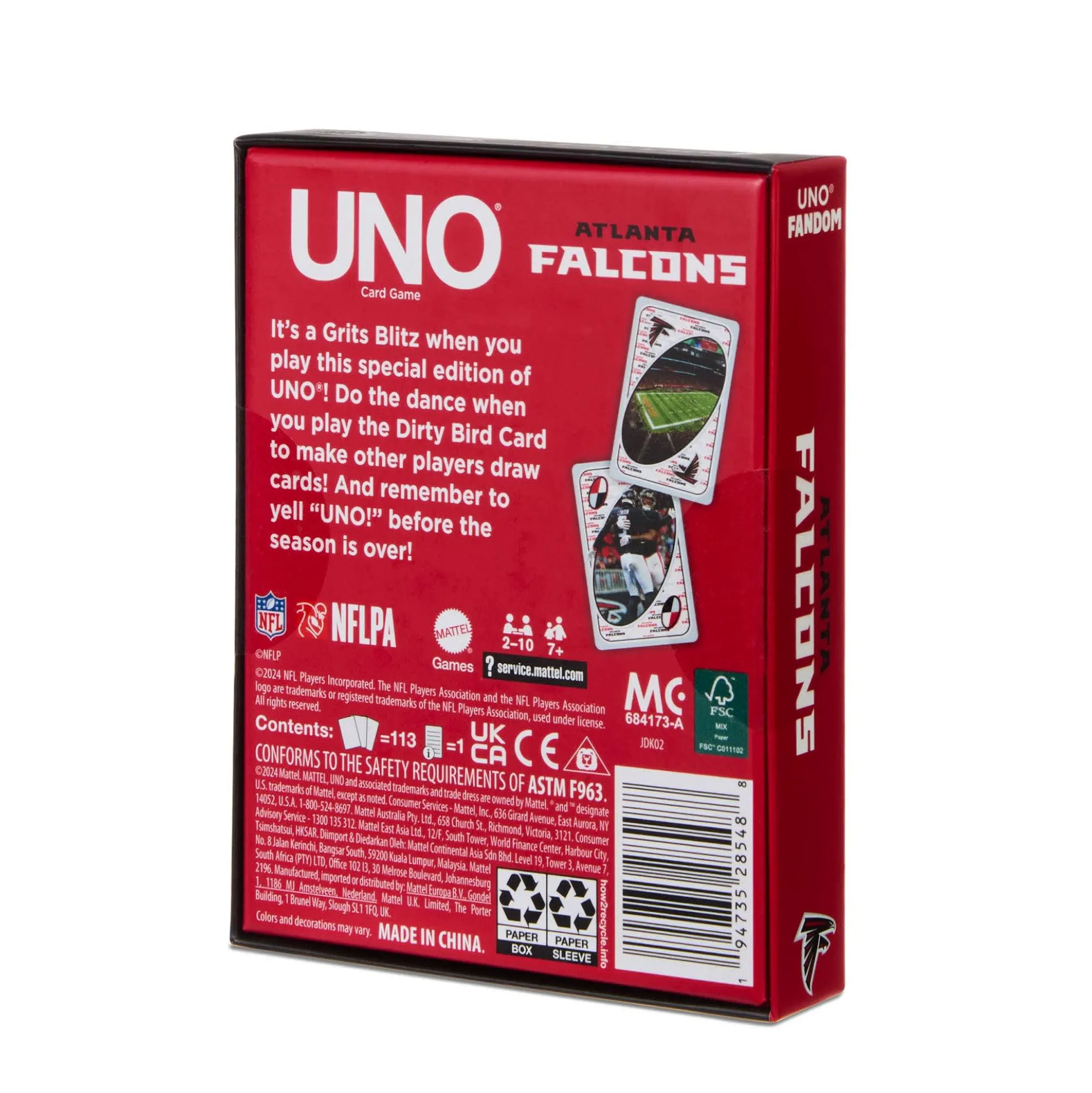 UNO Fandom NFL Atlanta Falcons Game Deck