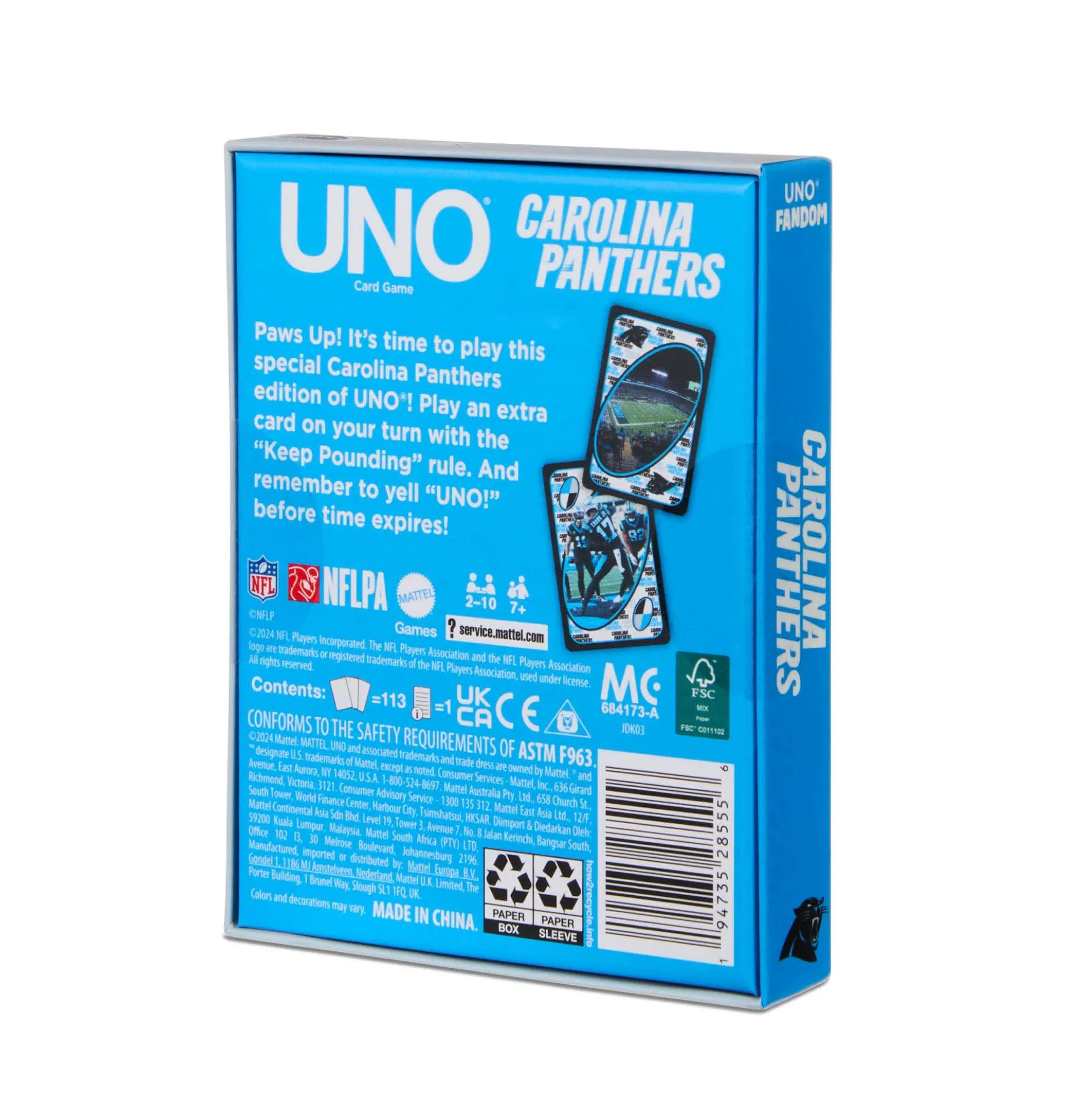 UNO Fandom NFL Carolina Panthers Game Deck
