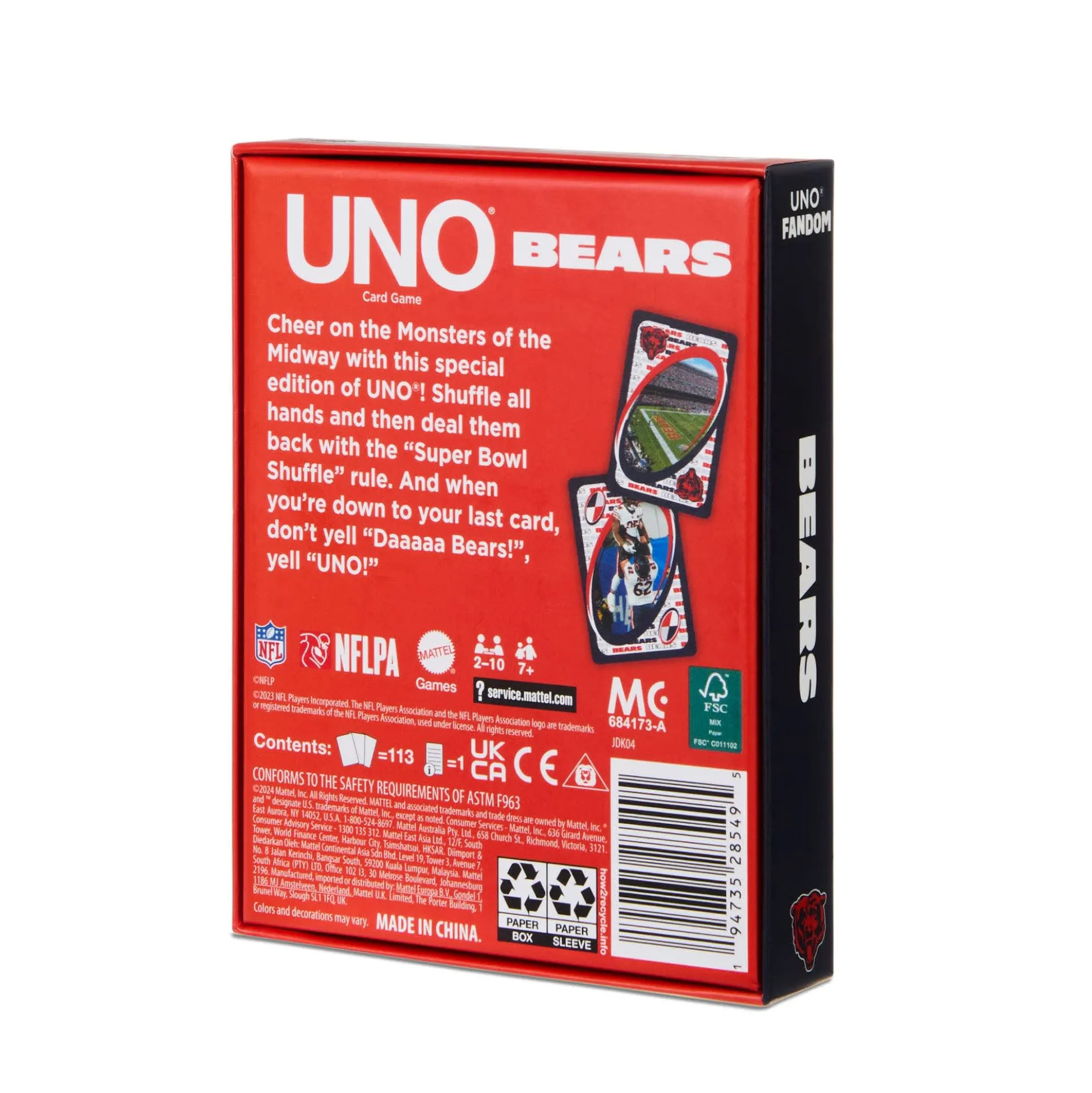 UNO Fandom NFL Chicago Bears Game Deck