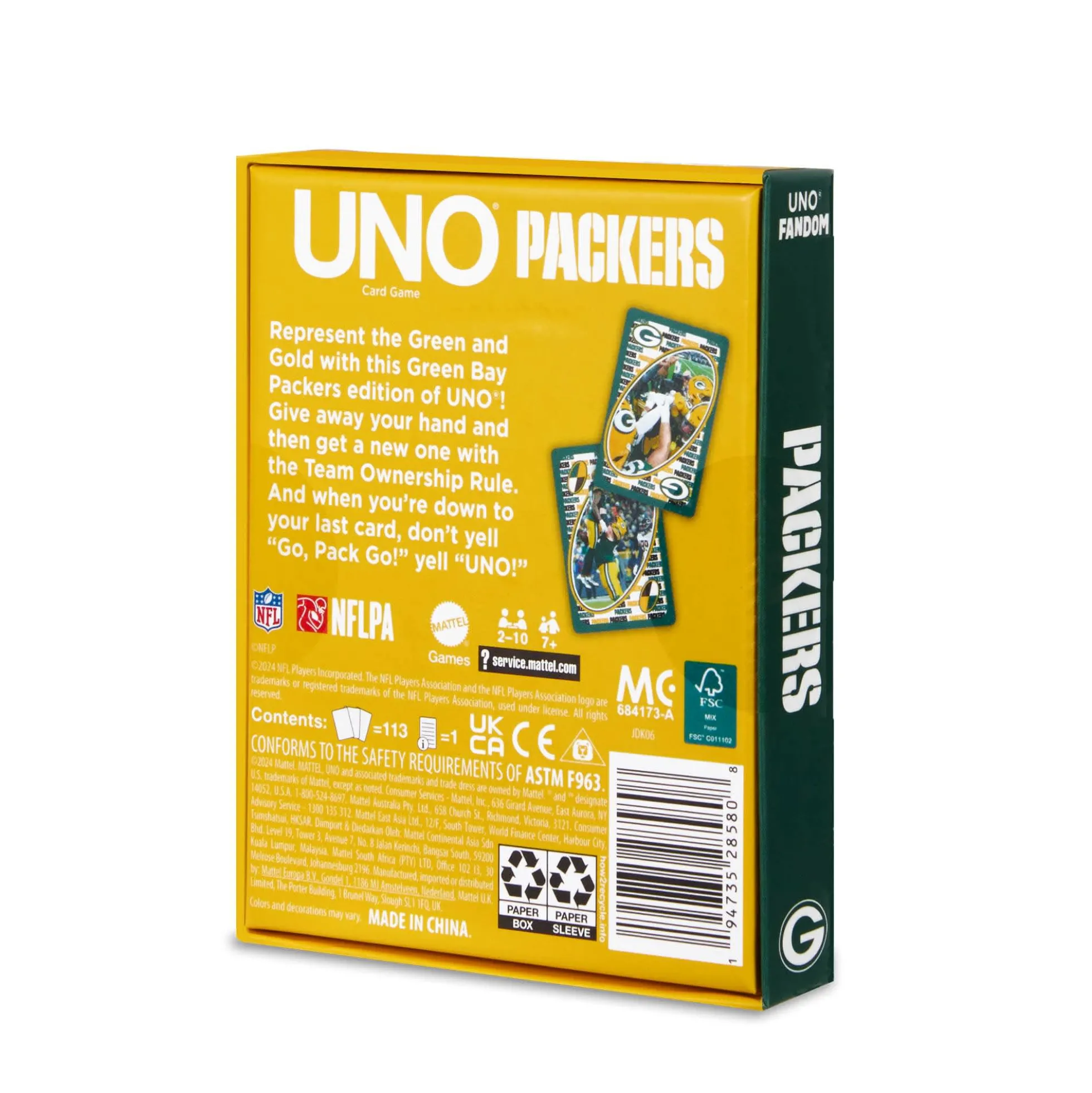 UNO Fandom NFL Green Bay Packers Game Deck