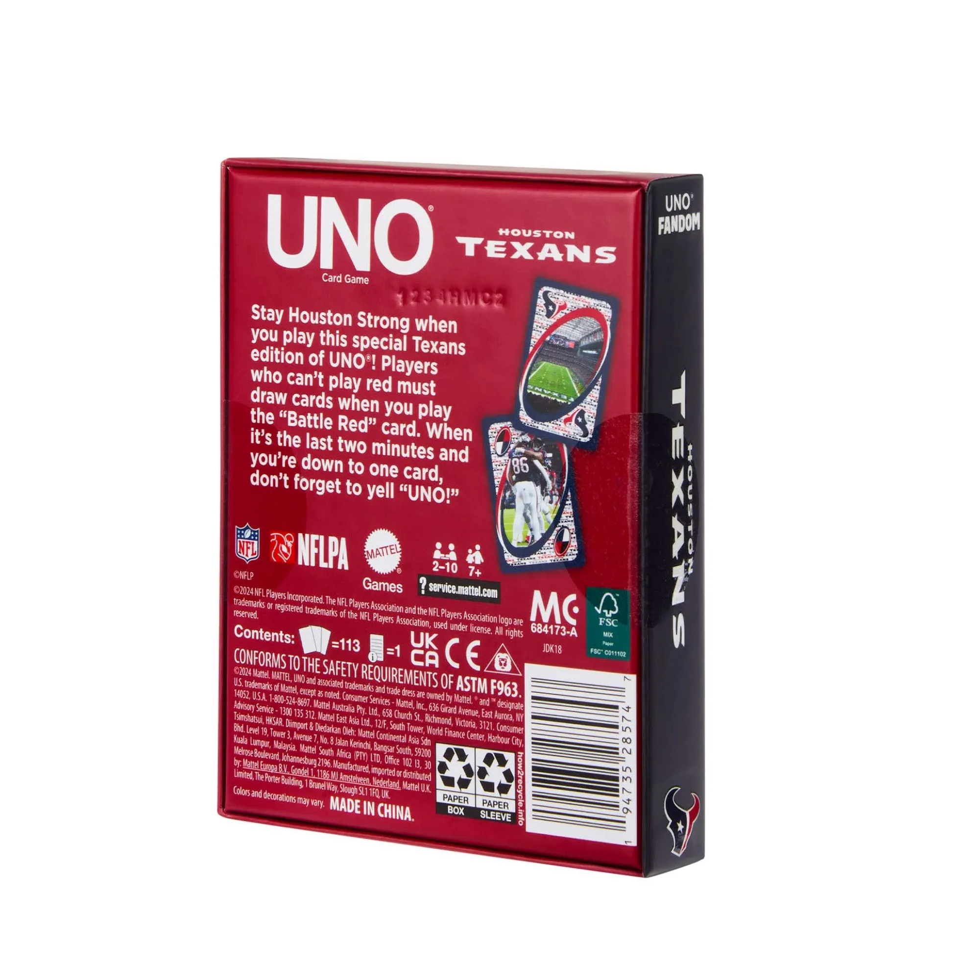 UNO Fandom NFL Houston Texans Game Deck