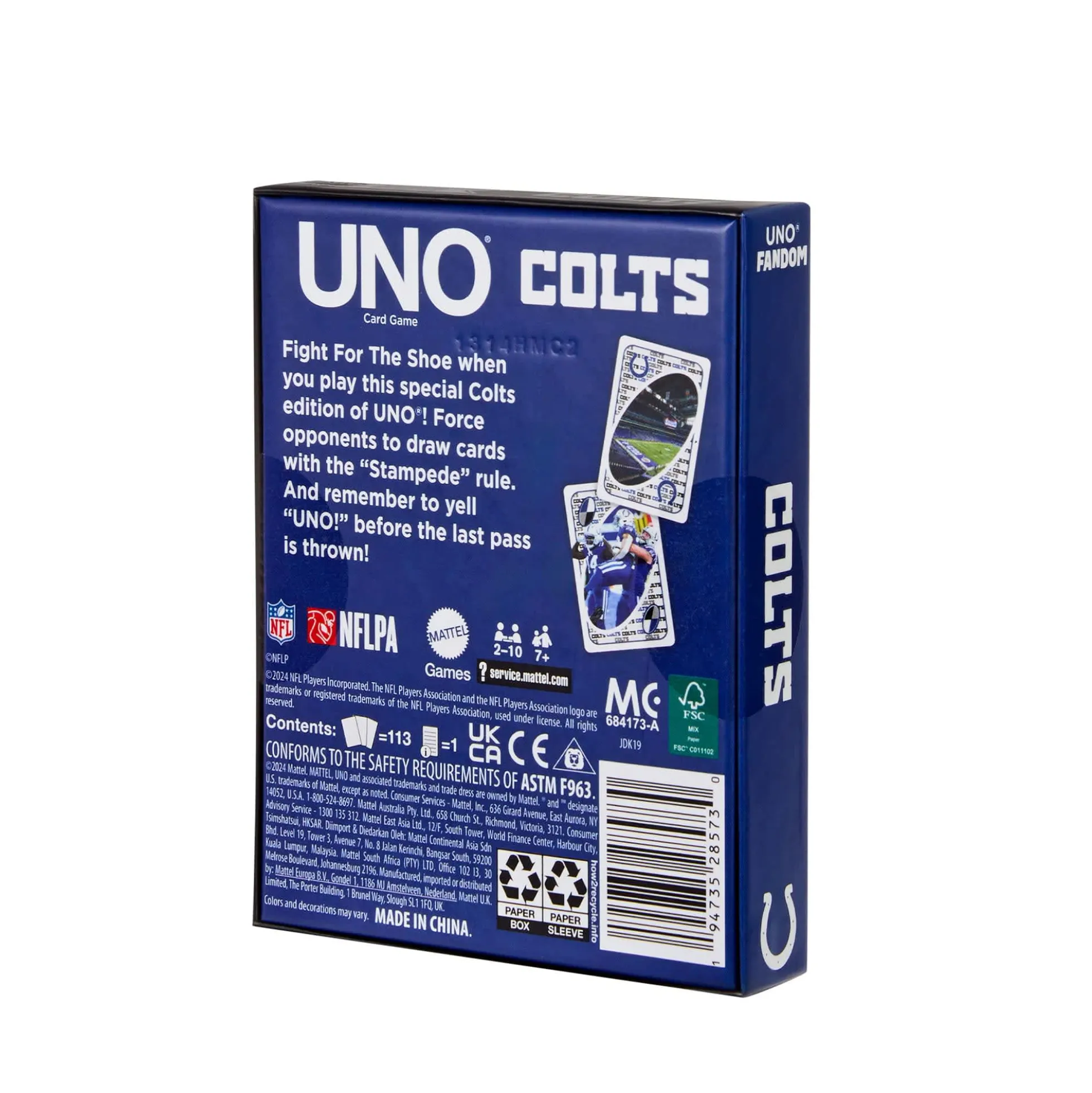 UNO Fandom NFL Indianapolis Colts Game Deck
