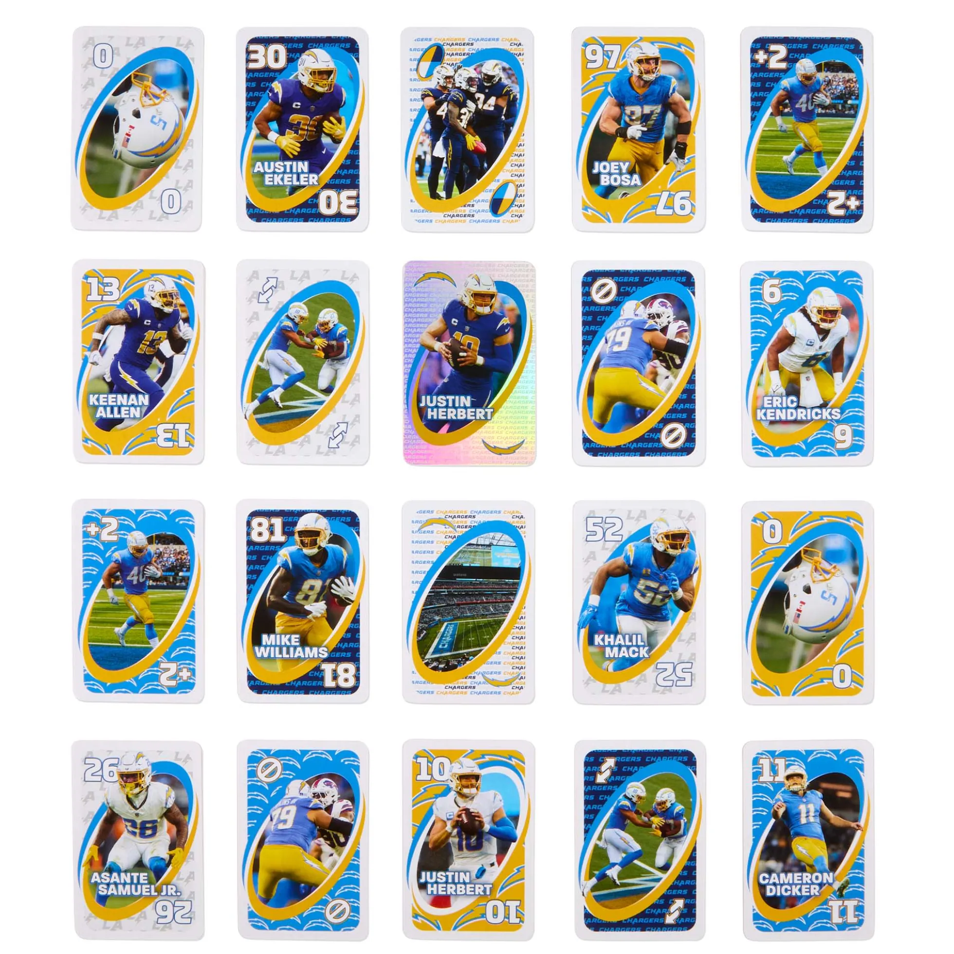 UNO Fandom NFL Los Angeles Chargers Game Deck