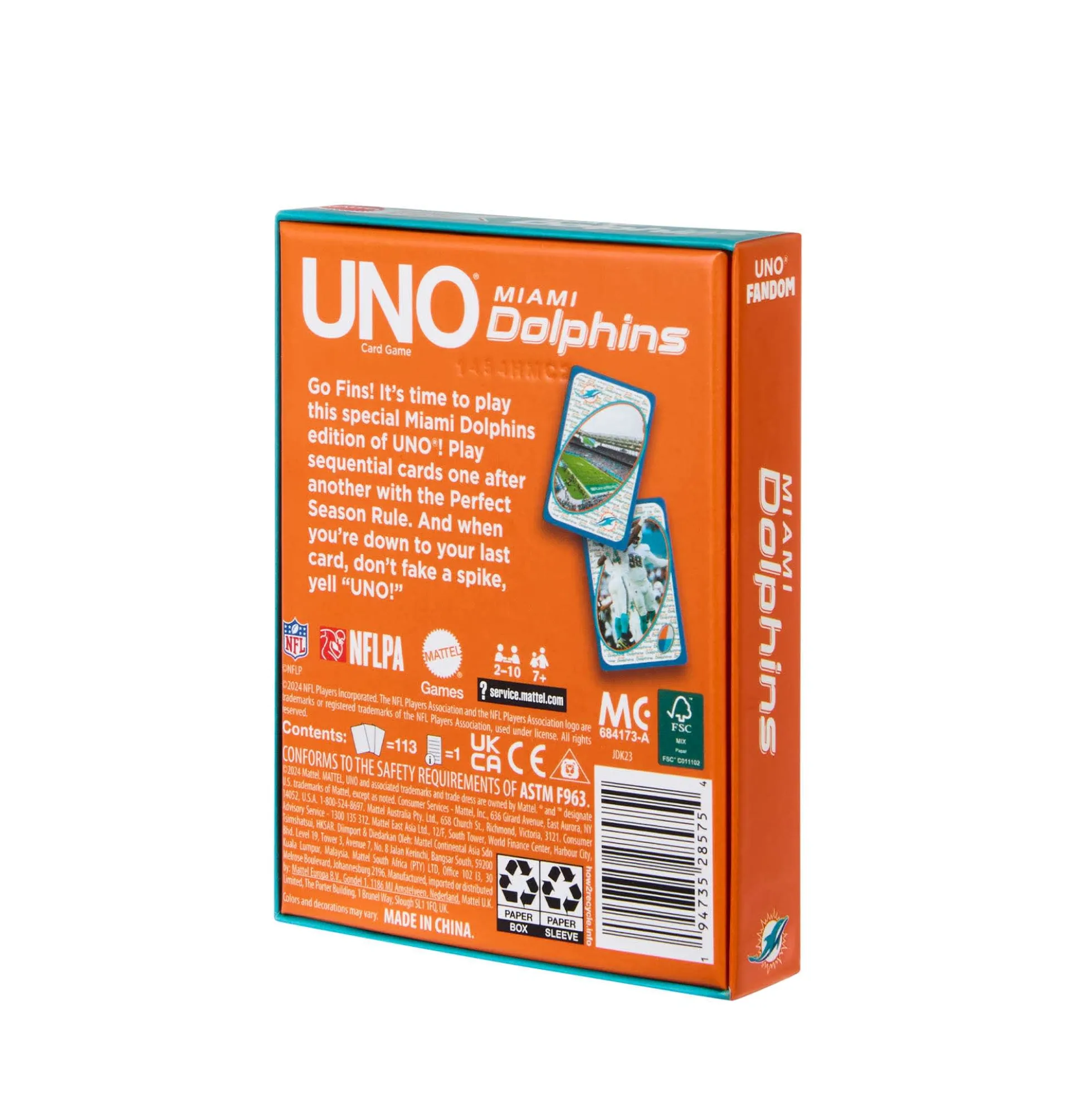 UNO Fandom NFL Miami Dolphins Game Deck