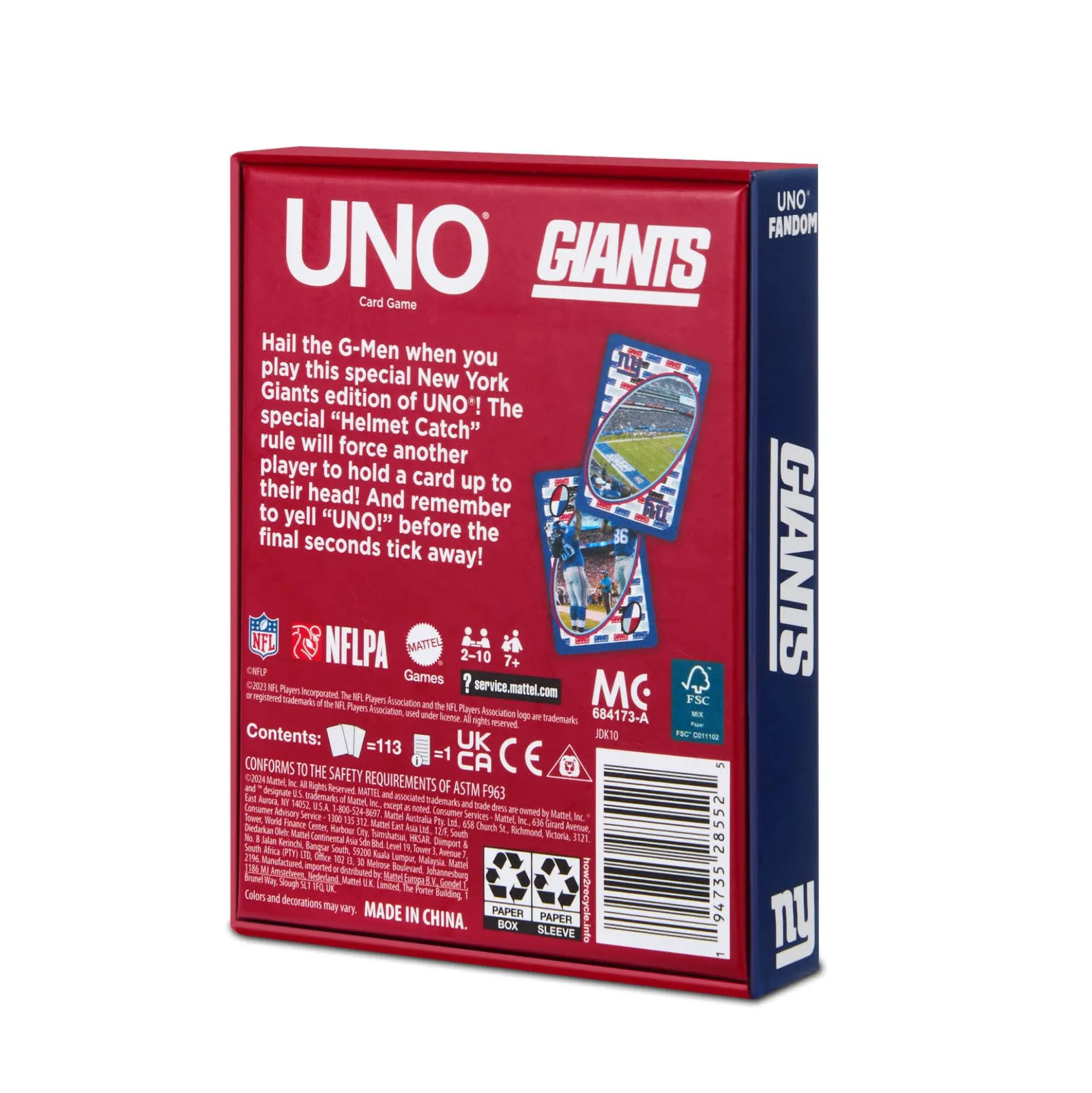 UNO Fandom NFL New York Giants Game Deck
