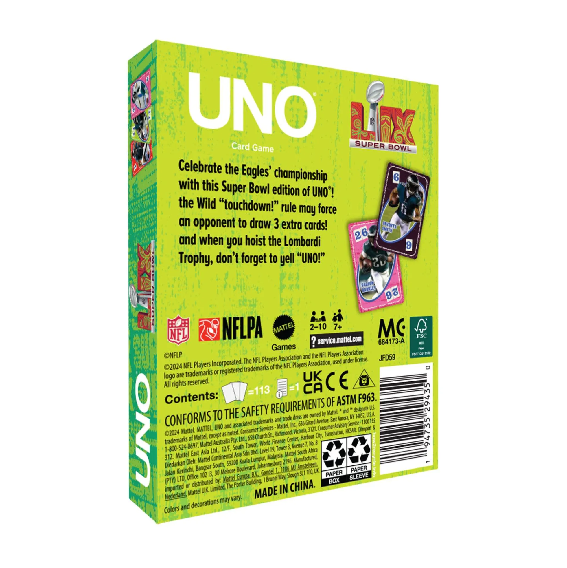UNO Fandom x Super Bowl LIX Eagles Card Game