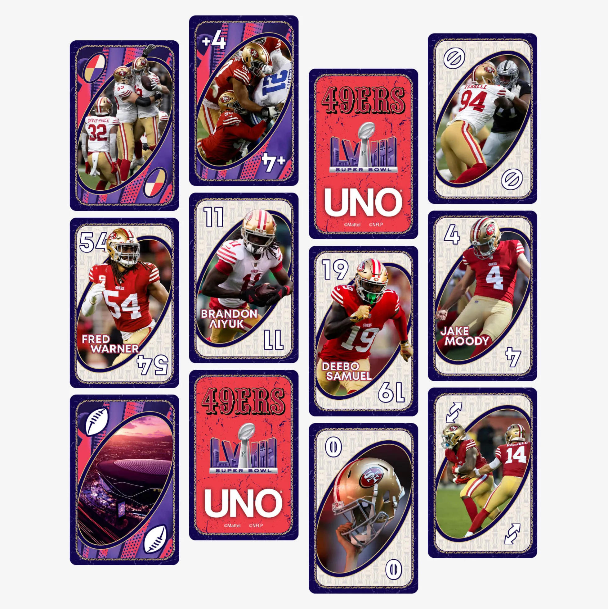UNO LVIII Super Bowl Card Game San Francisco 49ers
