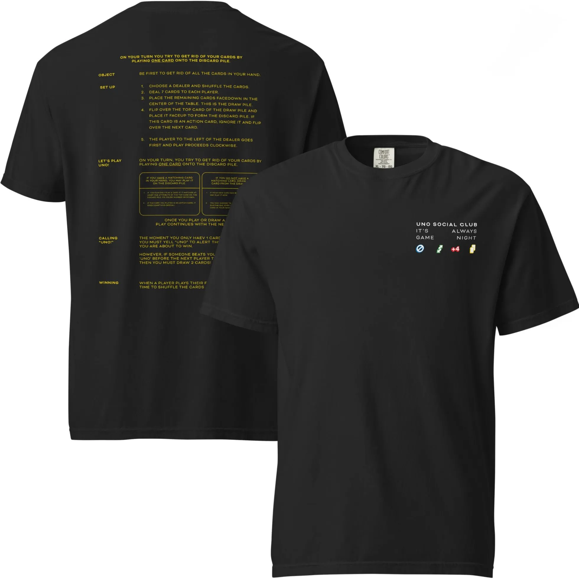 UNO Social Club Rules Black T-shirt