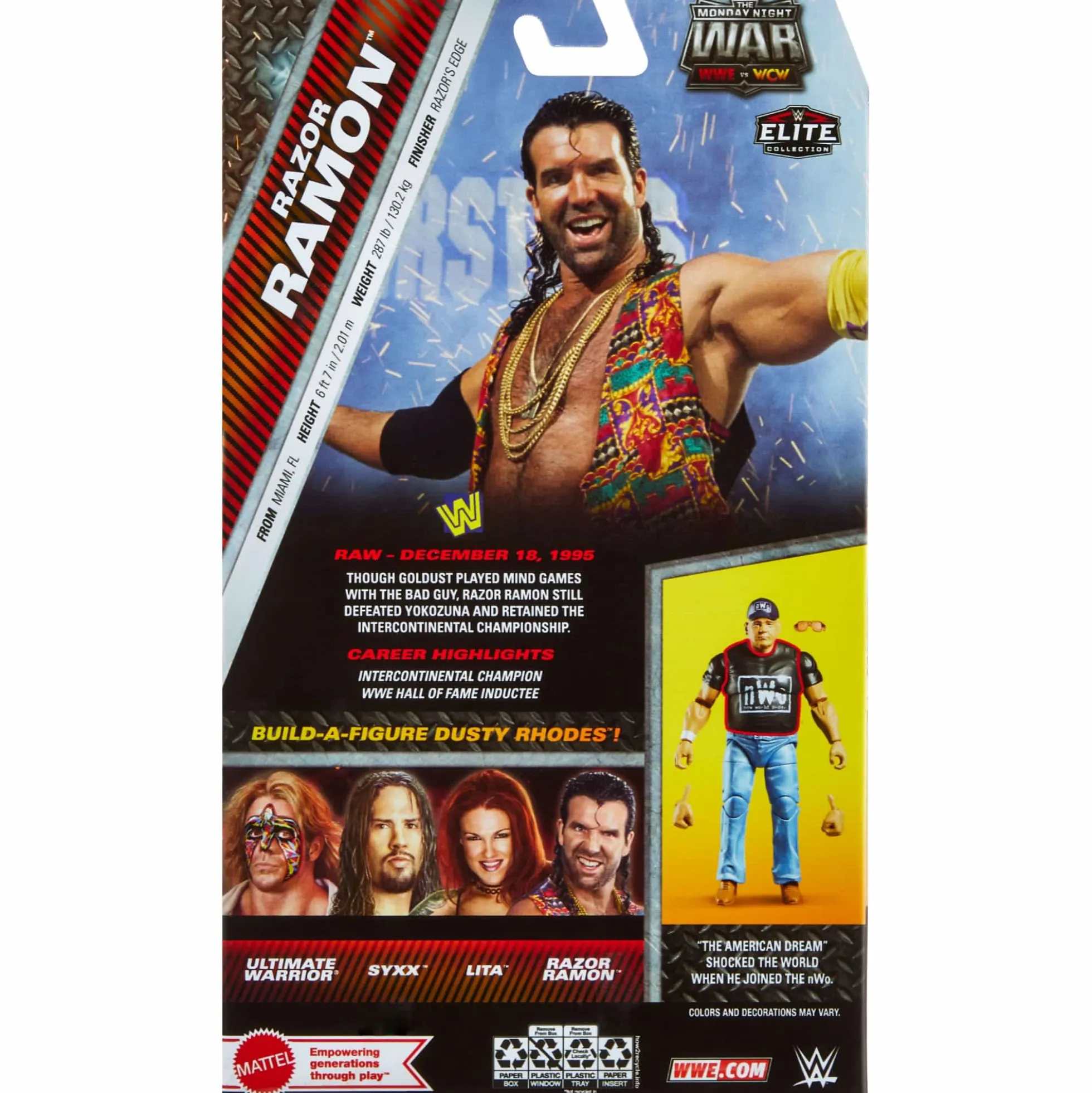 WWE Monday Night War Elite Collection Razor Ramon Action Figure & Dusty Rhodes Build-A-Figure Parts