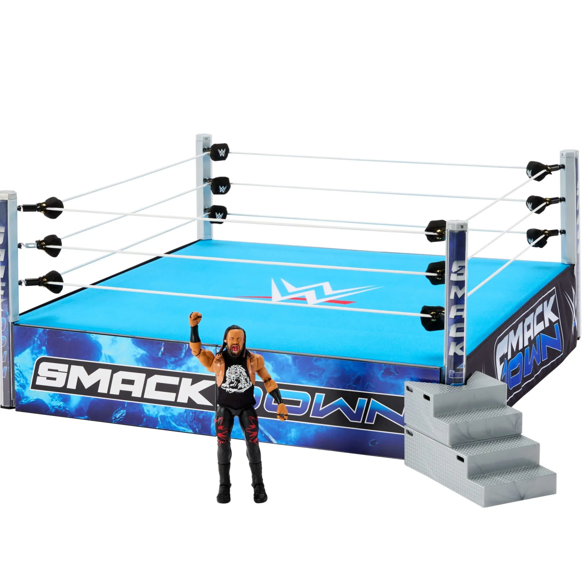 WWE Smack Down Wrestling Ring and WWE Ultimate Edition Jacob Fatu Figure