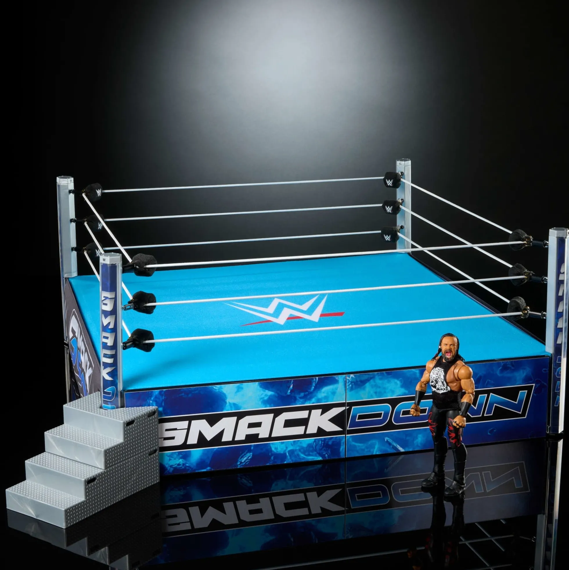 WWE Smack Down Wrestling Ring and WWE Ultimate Edition Jacob Fatu Figure