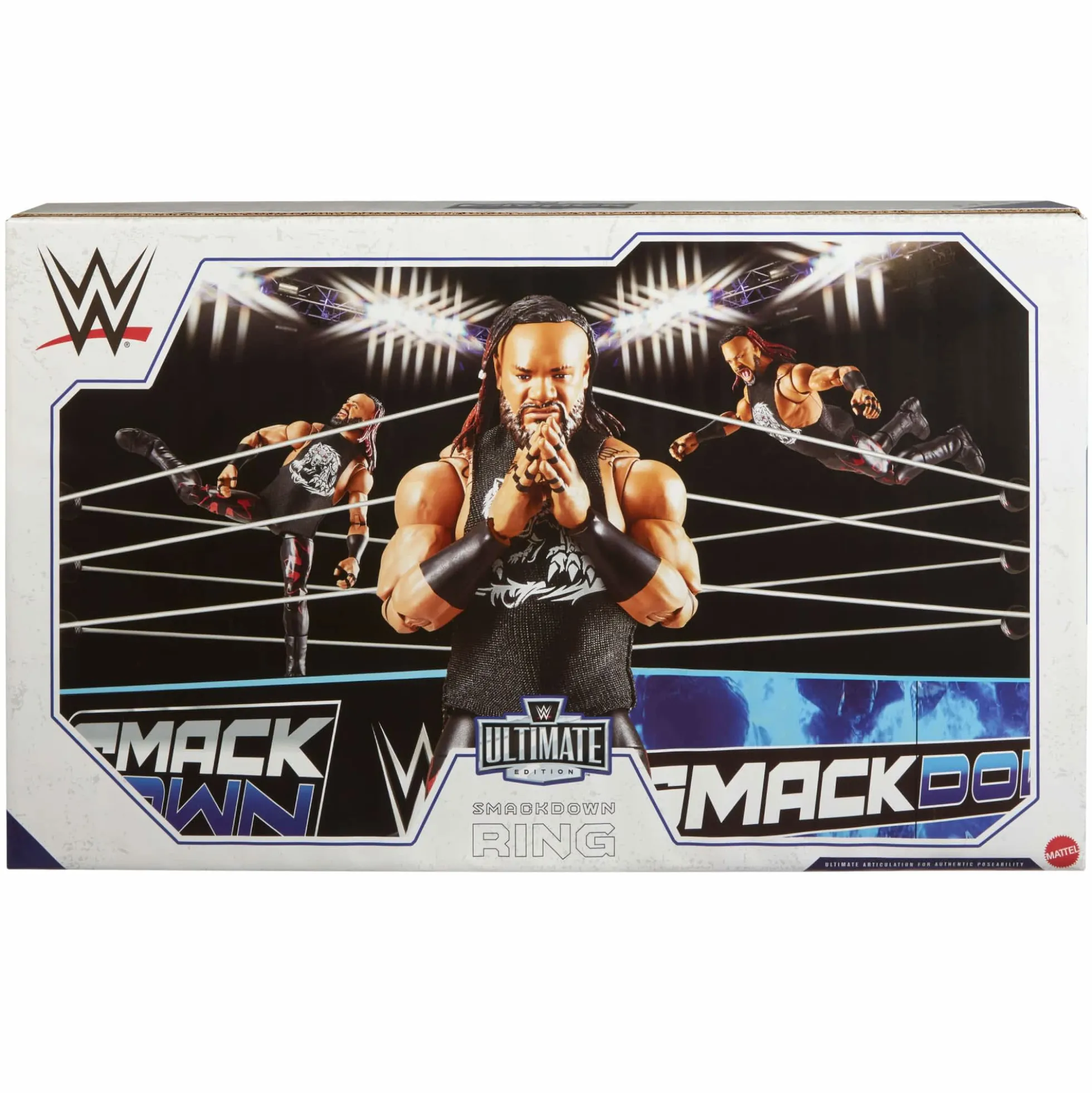 WWE Smack Down Wrestling Ring and WWE Ultimate Edition Jacob Fatu Figure